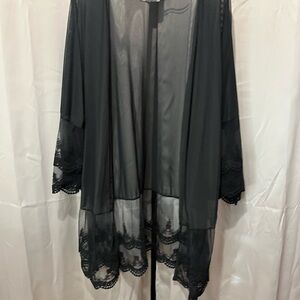 Black Sheer Lace Kimono